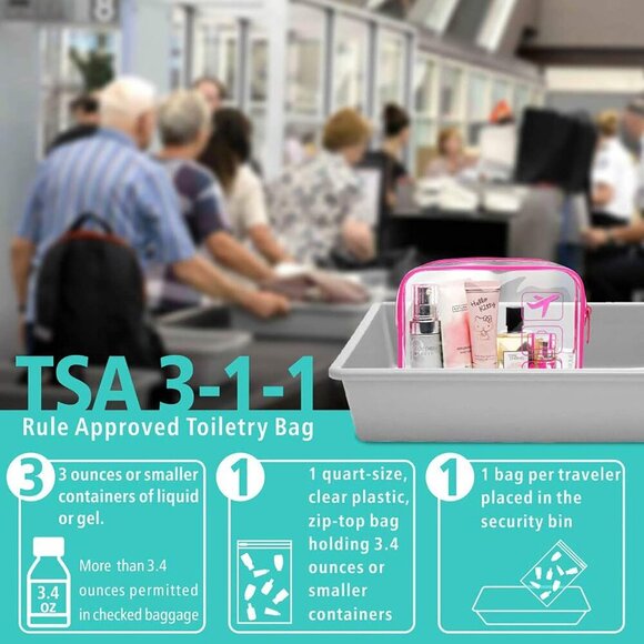 TSA Approved Toiletry Bag - 5 Pack Clear Toiletry Bags Quart Size Travel Bag, Cl - Picture 3 of 7